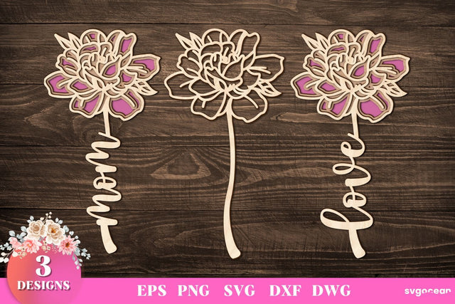 Peony Laser Cut Files SVG SvgOcean 