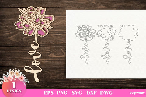 Peony Laser Cut Files SVG SvgOcean 