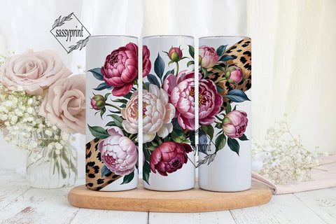 Peony Leopard 20oz Tumbler Wrap Sublimation sassyprint 