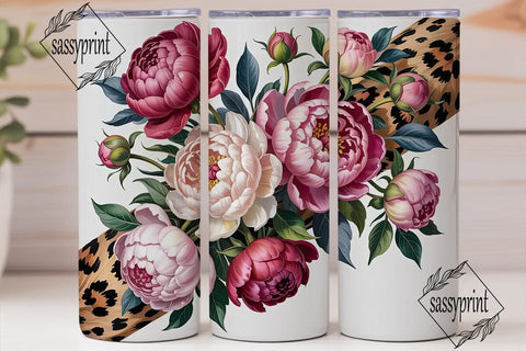 Peony Leopard 20oz Tumbler Wrap Sublimation sassyprint 