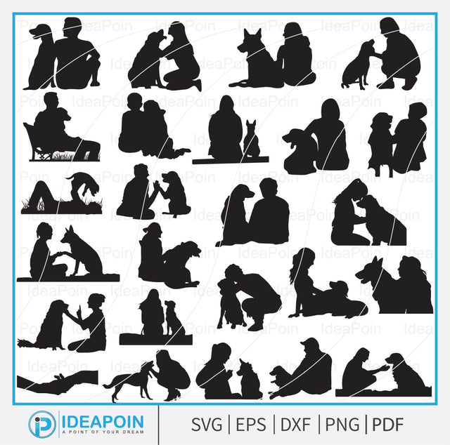 People and Dog Svg, People and Dog clipart, best friend Dog svg, Girl and her dog clipart, Boy and his dog Svg, Vedog lover, Dog Walker svg SVG Dinvect 