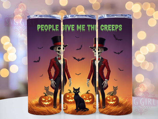 People Give Me The Creeps Halloween Tumbler, Funny Halloween Wrap, Humorous Spooky Cup, 20Oz Sublimation Tumbler, Haunted Drinkware, Creepy Quote Gift, Sarcastic Halloween Wrap Sublimation SvggirlplusArt 
