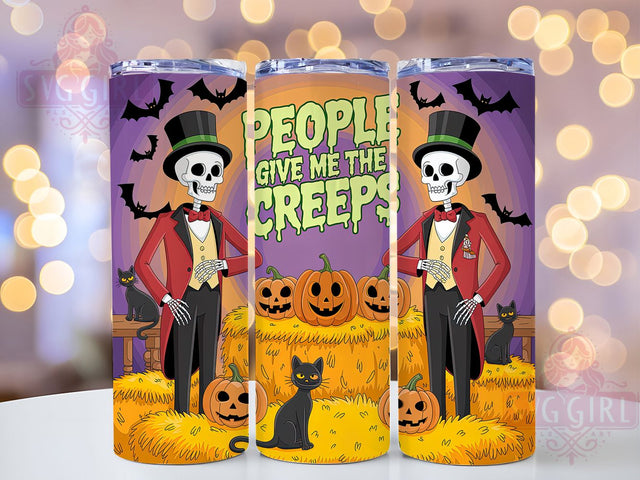 People Give Me The Creeps Halloween Tumbler, Funny Halloween Wrap, Humorous Spooky Cup, 20Oz Sublimation Tumbler, Haunted Drinkware, Creepy Quote Gift, Sarcastic Halloween Wrap Sublimation SvggirlplusArt 