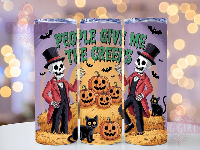 People Give Me The Creeps Halloween Tumbler, Funny Halloween Wrap, Humorous Spooky Cup, 20Oz Sublimation Tumbler, Haunted Drinkware, Creepy Quote Gift, Sarcastic Halloween Wrap Sublimation SvggirlplusArt 