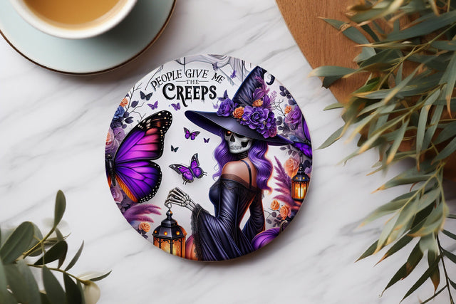 People Give Me The Creeps Round Coaster Sublimation PNG Sublimation BijouBay 