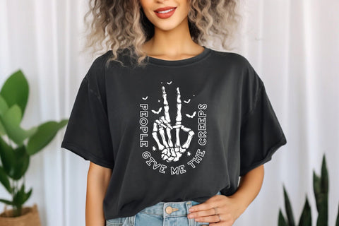 People Give Me The Creeps Svg Halloween, Funny Halloween Svg, Retro Halloween Svg, Spooky Season Svg, Skeleton Hand Svg, Cute halloween svg SVG DesignDestine 