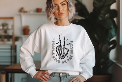 People Give Me The Creeps Svg Halloween, Funny Halloween Svg, Retro Halloween Svg, Spooky Season Svg, Skeleton Hand Svg, Cute halloween svg SVG DesignDestine 