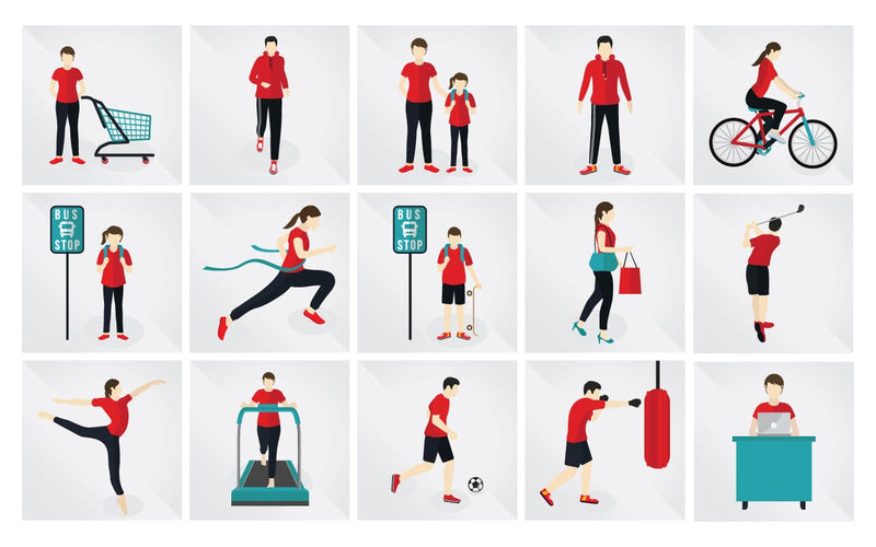 People with healthy habits. Physical and mental wellness set. Women and ...