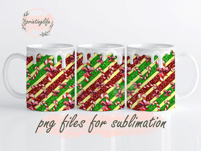 Peppermint Christmas Mug Wrap Design, Instant Digital Design Download Mug Wrap Design, Mug Design PNG Sublimation PrintingLife 