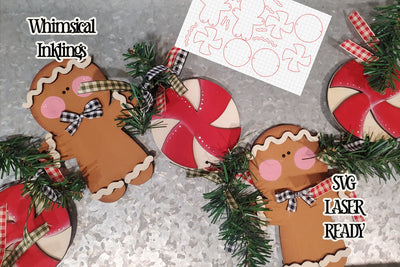 Peppermint Gingerbread Christmas Garland Laser SVG SVG Whimsical Inklings 