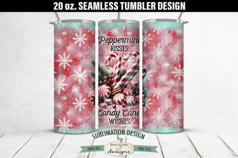 Peppermint Kisses Seamless 20 oz Sublimation Tumbler Design Sublimation Ewe-N-Me Designs 