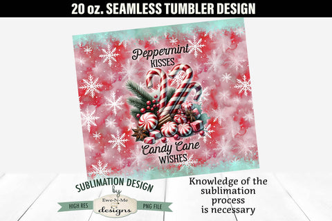 Peppermint Kisses Seamless 20 oz Sublimation Tumbler Design Sublimation Ewe-N-Me Designs 