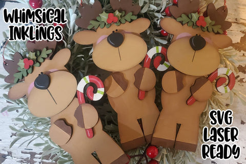 Peppermint Reindeer Ornament Laser SVG SVG Whimsical Inklings 