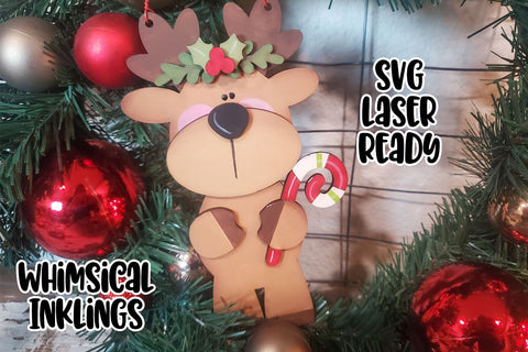 Peppermint Reindeer Ornament Laser SVG SVG Whimsical Inklings 