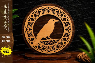 Perched Bird Round Ornament Laser Cut SVG File SVG Regulrcrative 