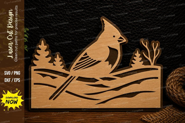 Perched Cardinal Nature Scene Laser Cut SVG Design SVG Regulrcrative 