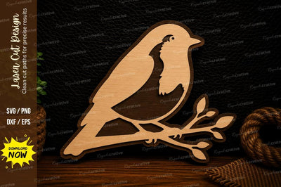 Perched Songbird Branch Laser Cut Svg Design SVG Regulrcrative 