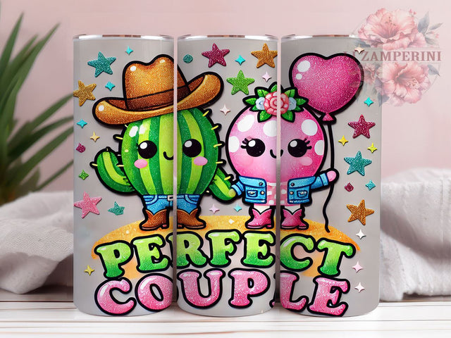 Perfect Couple Cactus Tumbler Wrap, Perfect Couple Tumbler, Cactus Tumbler, 20oz Tumbler Wrap, Sublimation Design, Cute Couple Gift, Succulent Decor, Love Drinkware Sublimation Li Zamperini 