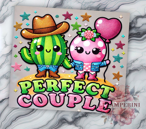 Perfect Couple Cactus Tumbler Wrap, Perfect Couple Tumbler, Cactus Tumbler, 20oz Tumbler Wrap, Sublimation Design, Cute Couple Gift, Succulent Decor, Love Drinkware Sublimation Li Zamperini 