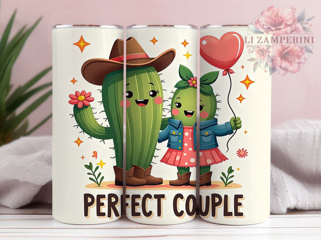 Perfect Couple Cactus Tumbler Wrap, Perfect Couple Tumbler, Cactus Tumbler, 20oz Tumbler Wrap, Sublimation Design, Cute Couple Gift, Succulent Decor, Love Drinkware Sublimation Li Zamperini 