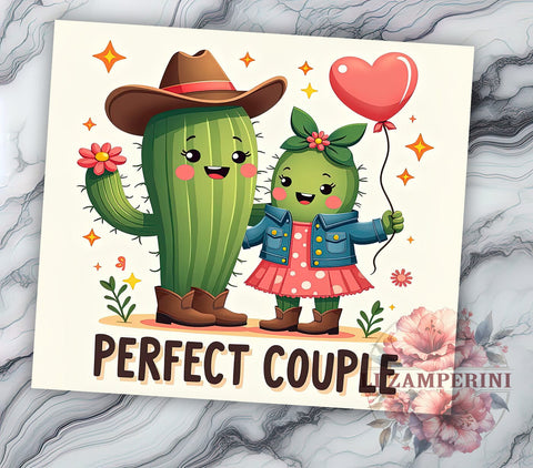 Perfect Couple Cactus Tumbler Wrap, Perfect Couple Tumbler, Cactus Tumbler, 20oz Tumbler Wrap, Sublimation Design, Cute Couple Gift, Succulent Decor, Love Drinkware Sublimation Li Zamperini 