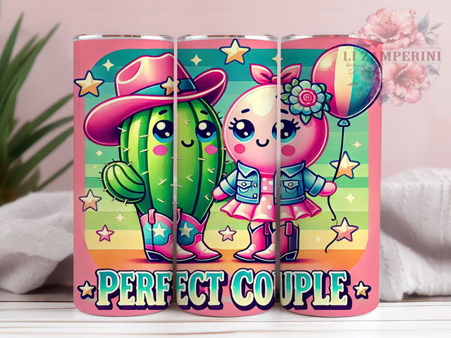 Perfect Couple Cactus Tumbler Wrap, Perfect Couple Tumbler, Cactus Tumbler, 20oz Tumbler Wrap, Sublimation Design, Cute Couple Gift, Succulent Decor, Love Drinkware Sublimation Li Zamperini 