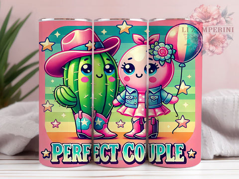 Perfect Couple Cactus Tumbler Wrap, Perfect Couple Tumbler, Cactus Tumbler, 20oz Tumbler Wrap, Sublimation Design, Cute Couple Gift, Succulent Decor, Love Drinkware Sublimation Li Zamperini 
