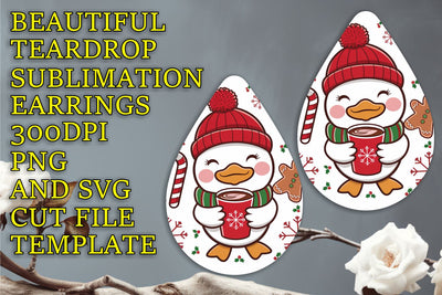 perfect for crafting, Beautiful teardrop earrings PNG, Christmas Sublimation HoodArtCraft 