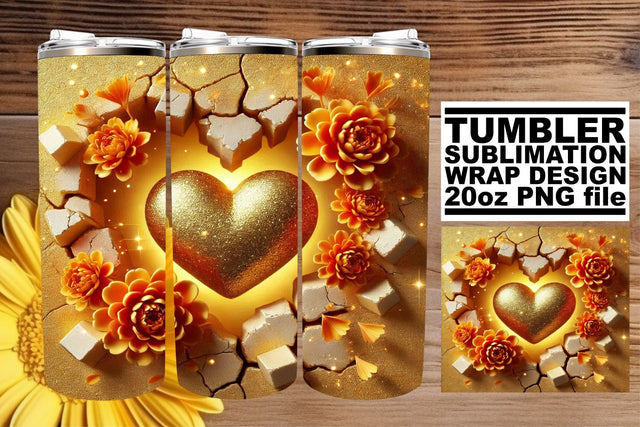perfect for creative gifts! , Vibrant tumbler wrap, 3D Heart Sublimation afrosvg 