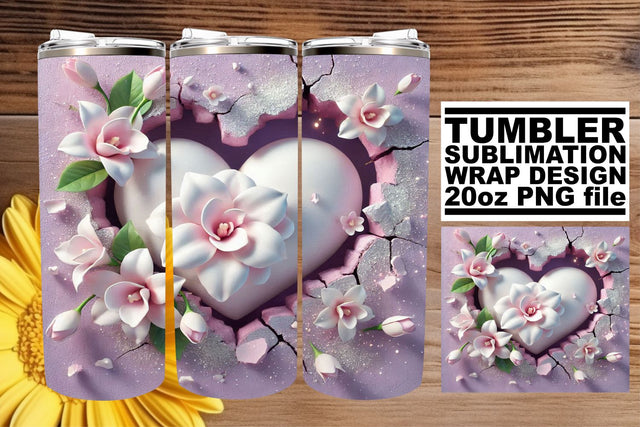perfect for custom gifts! , Beautifully crafted tumbler wrap, 3D Heart Sublimation afrosvg 