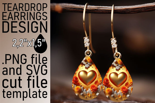 perfect for custom teardrop earrings! , High-quality design, 3D Heart Sublimation afrosvg 