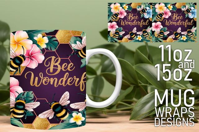 Perfect for DIY enthusiasts, unique mug wrap designs! , Bee Sublimation HoodArtCraft 