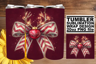 perfect for DIY gifts! , Beautifully designed tumbler wrap, Christmas Bow Sublimation afrosvg 