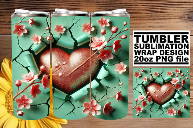 perfect for enhancing your drinkware! , Artistic designs wrap, 3D Heart Sublimation afrosvg 