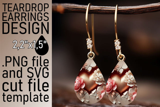 perfect for stylish earrings! , Elegant sublimation PNG, 3D Heart Sublimation afrosvg 