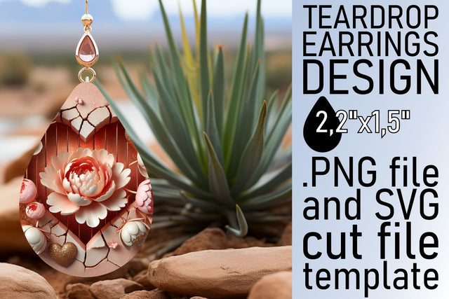 perfect for stylish earrings! , Vibrant sublimation file, 3D Heart Sublimation afrosvg 