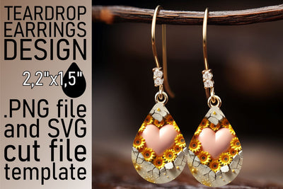 perfect for unique teardrop earrings! , Gorgeous PNG artwork, 3D Heart Sublimation afrosvg 