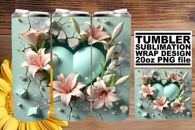 perfect for your DIY ideas! , Creative tumbler wrap, 3D Heart Sublimation afrosvg 