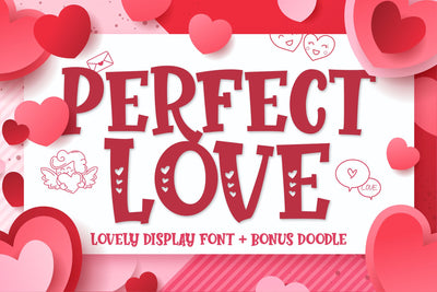Perfect Love - Lovely Display Font | Bonus Doodle Font Mozzatype 