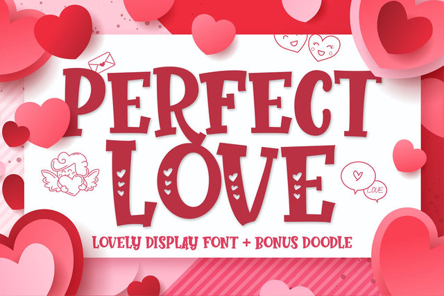 Perfect Love - Lovely Display Font | Bonus Doodle Font Mozzatype 