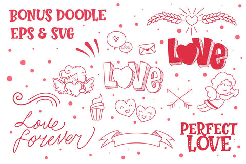 Perfect Love - Lovely Display Font | Bonus Doodle Font Mozzatype 