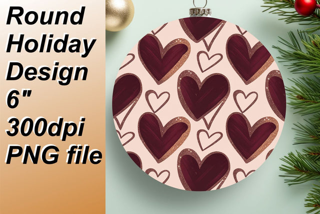 Perfect round design for sublimation keychains, 300 DPI quality., Heart Sublimation HoodArtCraft 