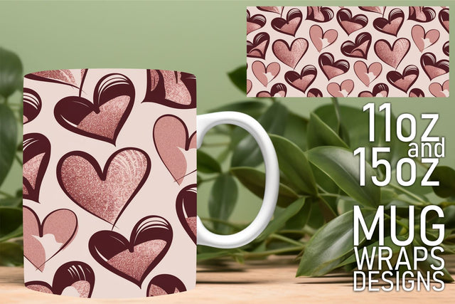 Perfectly sized wraps, ideal for both 11oz and 15oz mugs! , Heart Sublimation HoodArtCraft 