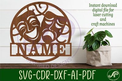 Performing arts theme name sign svg laser SVG APInspireddesigns 