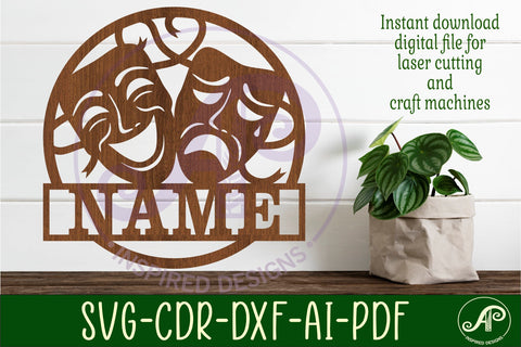 Performing arts theme name sign svg laser SVG APInspireddesigns 