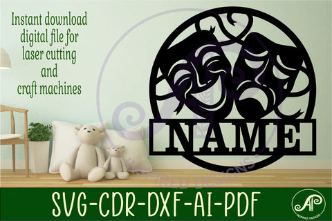 Performing arts theme name sign svg laser SVG APInspireddesigns 