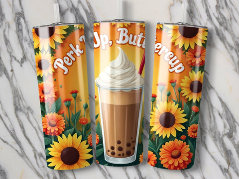 Perk Up buttercup Tumbler wrap Sublimation PNG Sublimation Luvleigh Digitals 