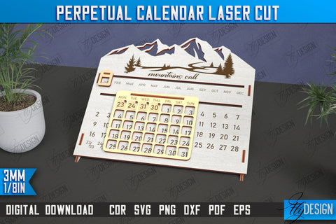 Perpetual Calendar Bundle | Desktop Calendar | Never Ending Calendar | CNC Files SVG Fly Design 