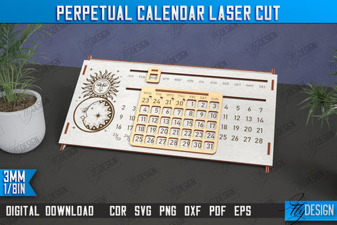Perpetual Calendar Bundle | Desktop Calendar | Never Ending Calendar | CNC Files SVG Fly Design 