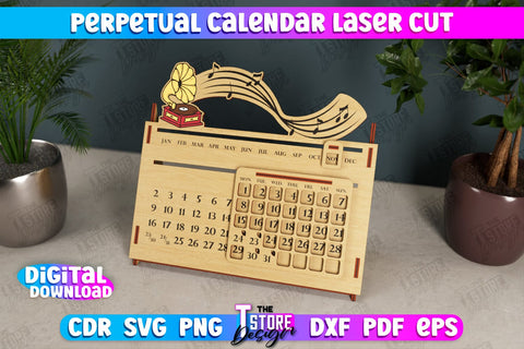 Perpetual Calendar Bundle | Desktop Calendar | Never Ending Calendar | CNC Files SVG The T Store Design 